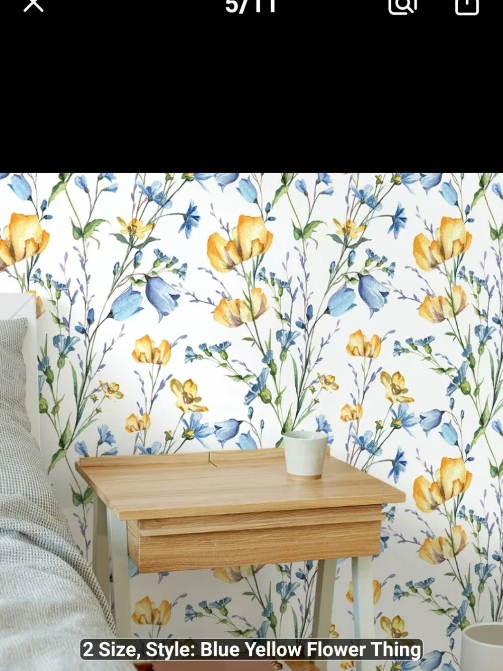 New 3 Rolls of Blue and Yellow Floral Wallpaper #1555-3384